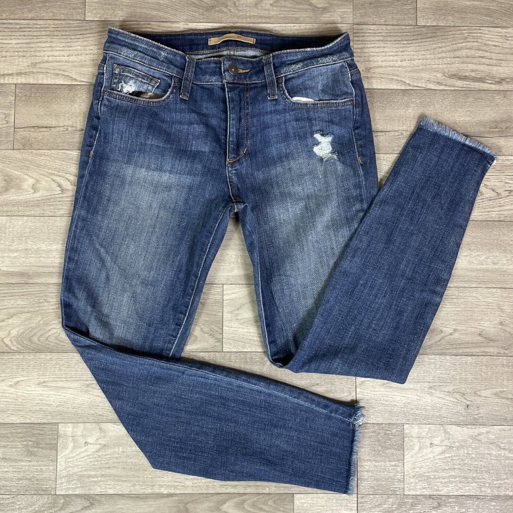 Joe's Jeans Ripped Icon Blondie Step Hem Skinny Jeans Medium Wash sz 28
